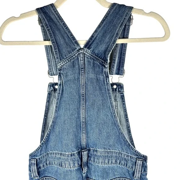 Madewell Straight-Leg Jean Overalls XXS Hickory Wash Faded Denim Cropped Length - Picture 11 of 15